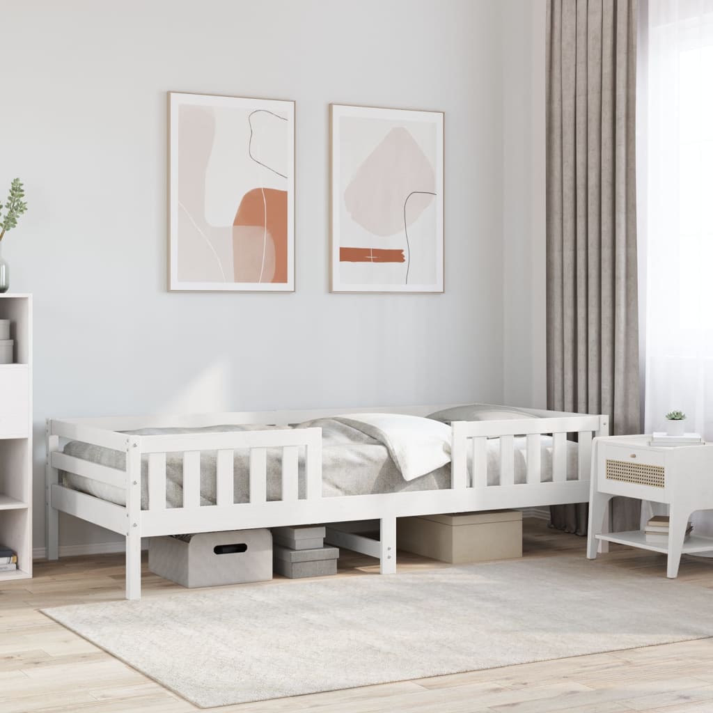 Bed Frame White 90x190 cm Single Solid Wood Pine